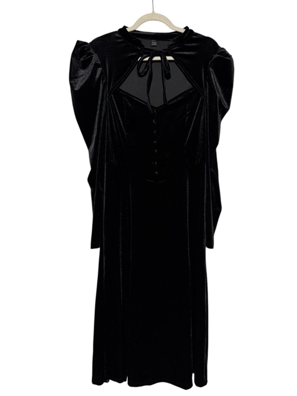 Gothic Victorian Black‎ Velvet Dress Size L Vamp Dark Romantic Long Steam Punk